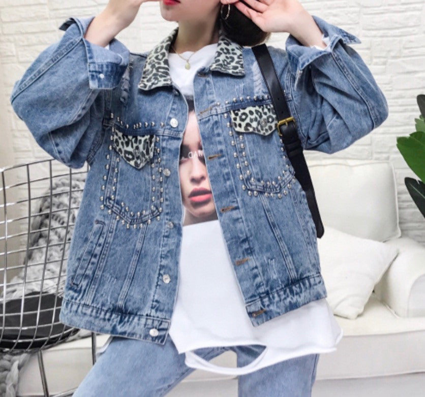 Giacca denim animalier