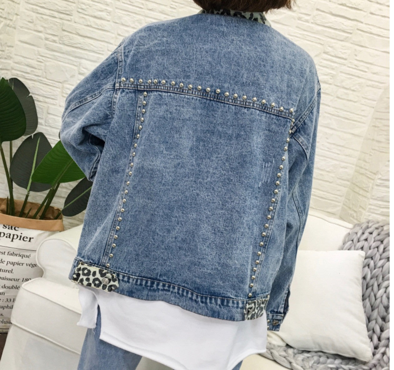 Giacca denim animalier