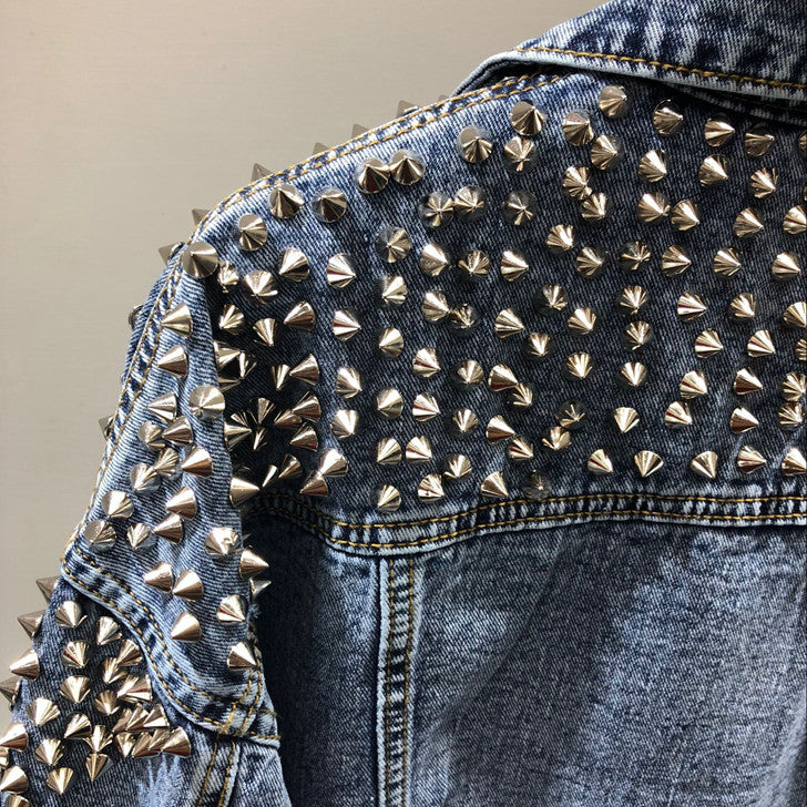 Giacca denim studded