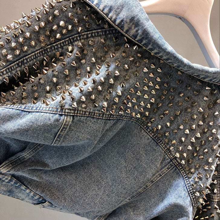 Giacca denim studded