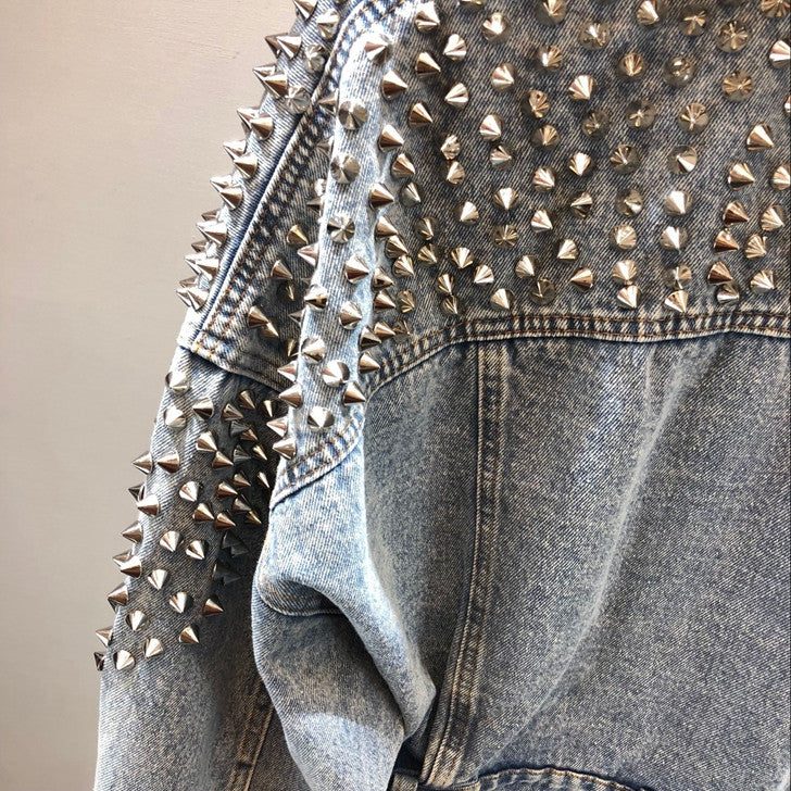 Giacca denim studded