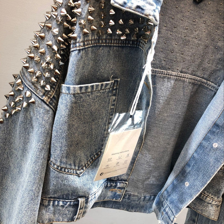 Giacca denim studded