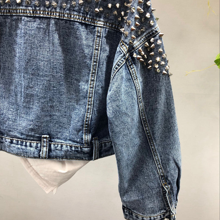 Giacca denim studded