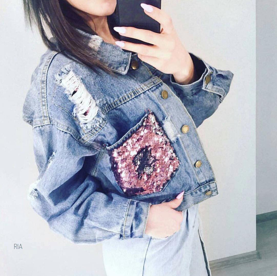 Giubbino jeans pinksequinn