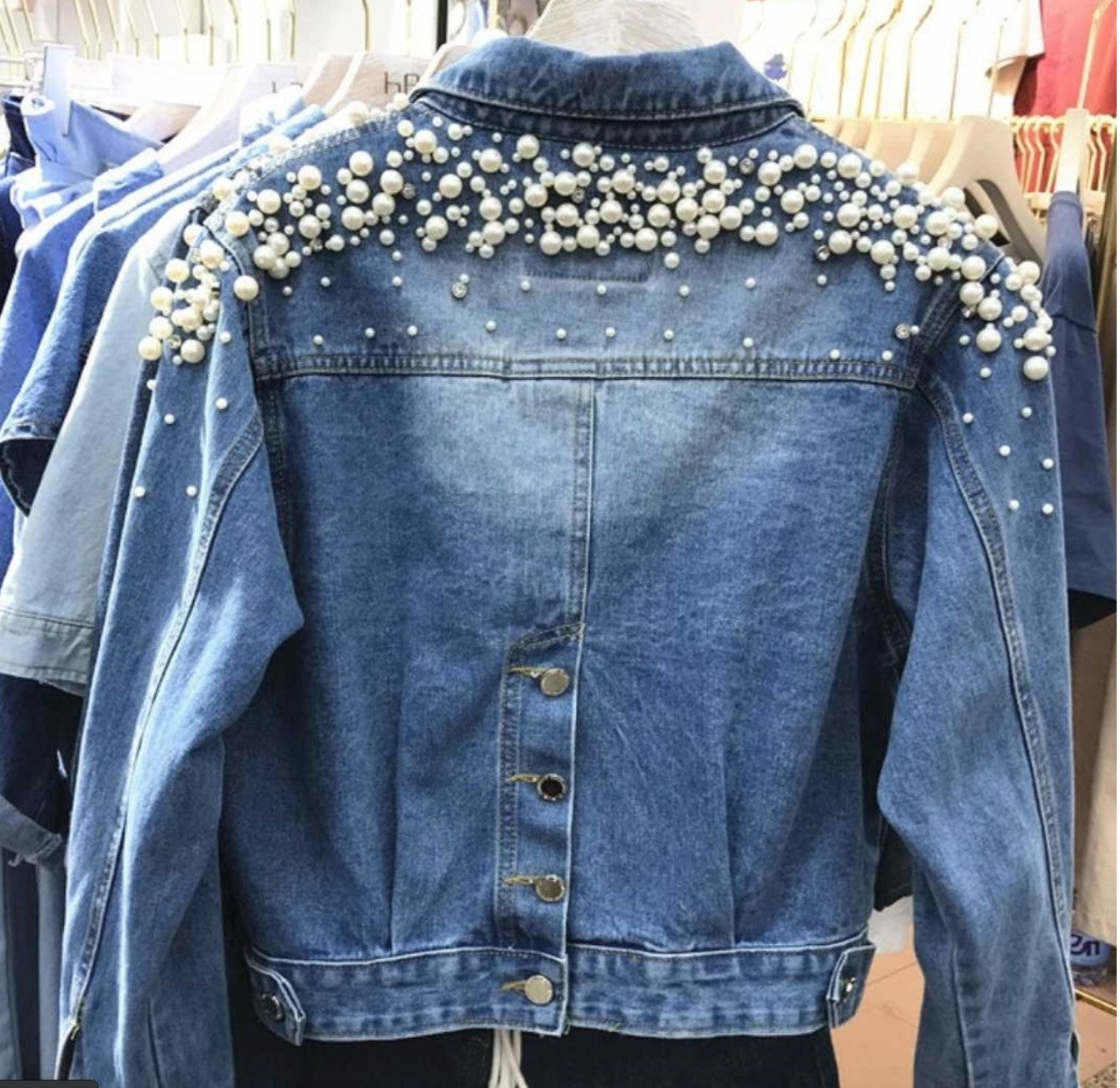 Giubbino reverse pearl denim