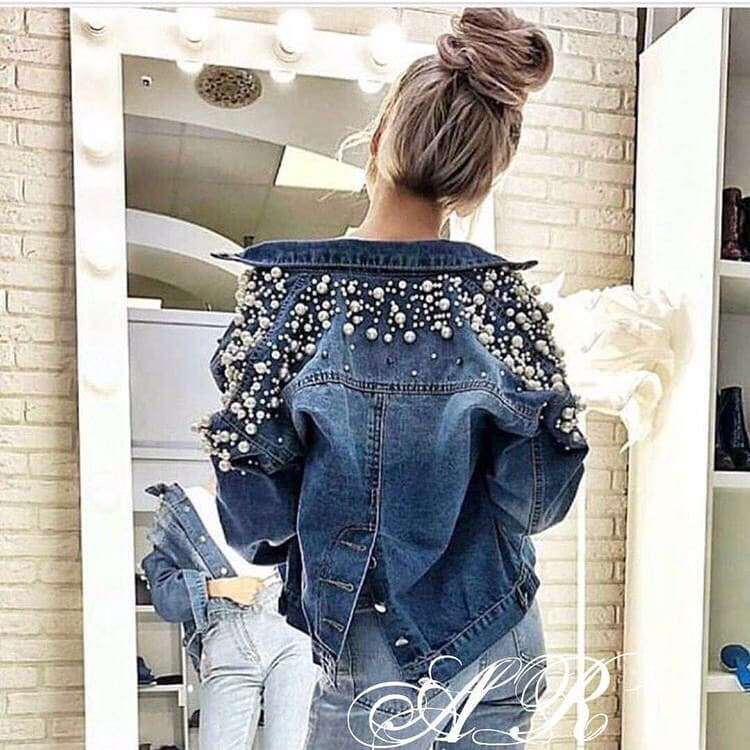 Giubbino reverse pearl denim