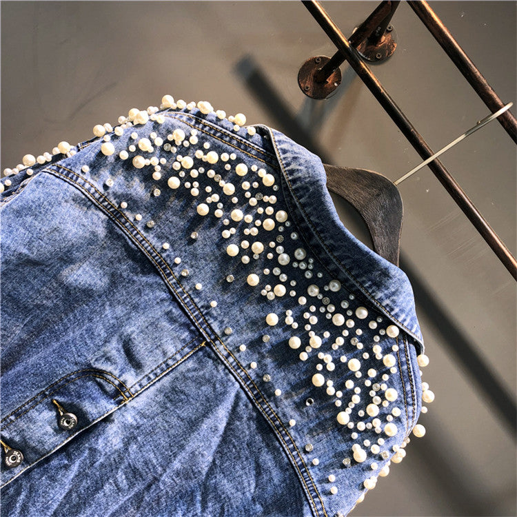 Giubbino reverse pearl denim