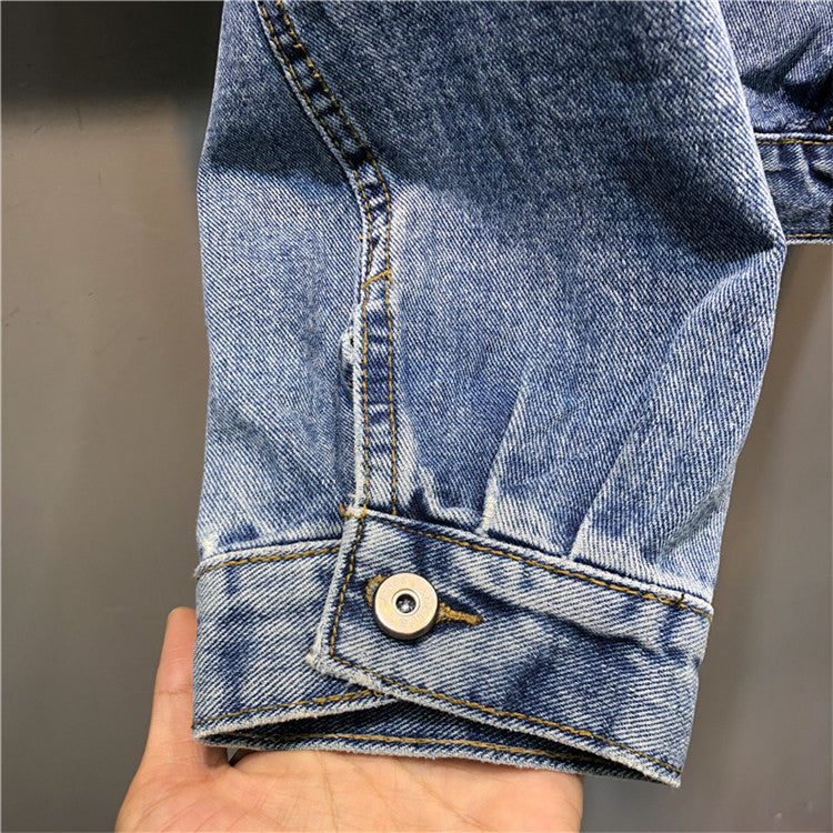 Giubbino reverse pearl denim