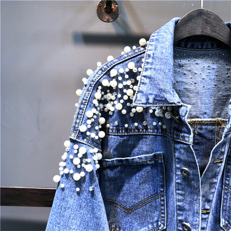 Giubbino reverse pearl denim