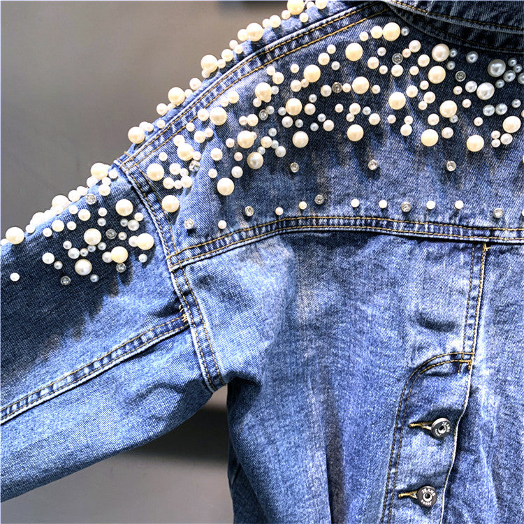 Giubbino reverse pearl denim