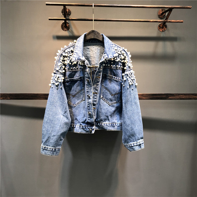 Giubbino reverse pearl denim