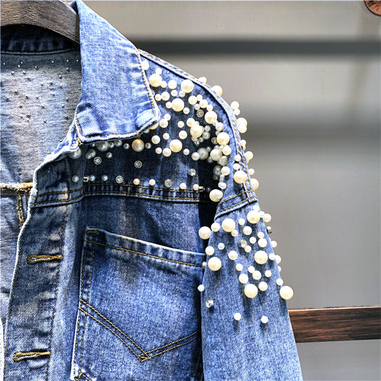 Giubbino reverse pearl denim