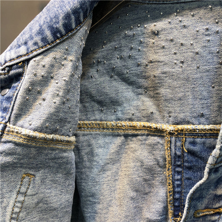 Giubbino reverse pearl denim