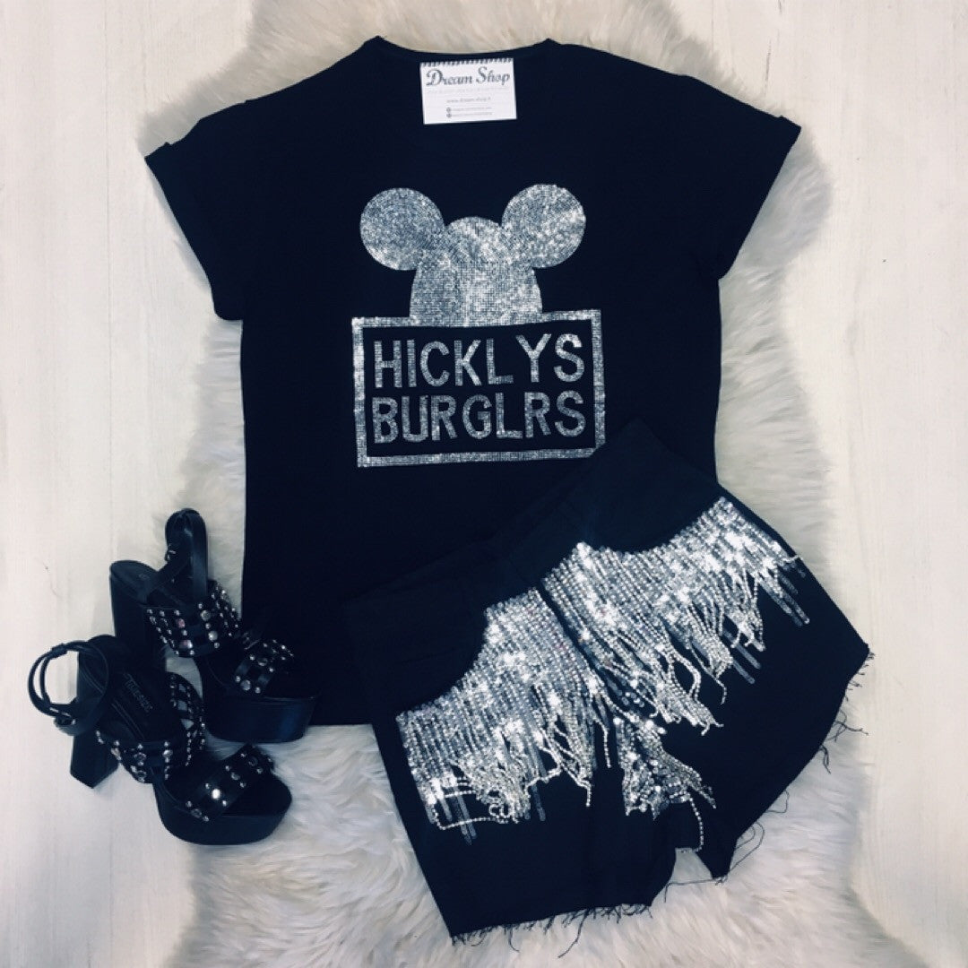 Shorts sequin fringe