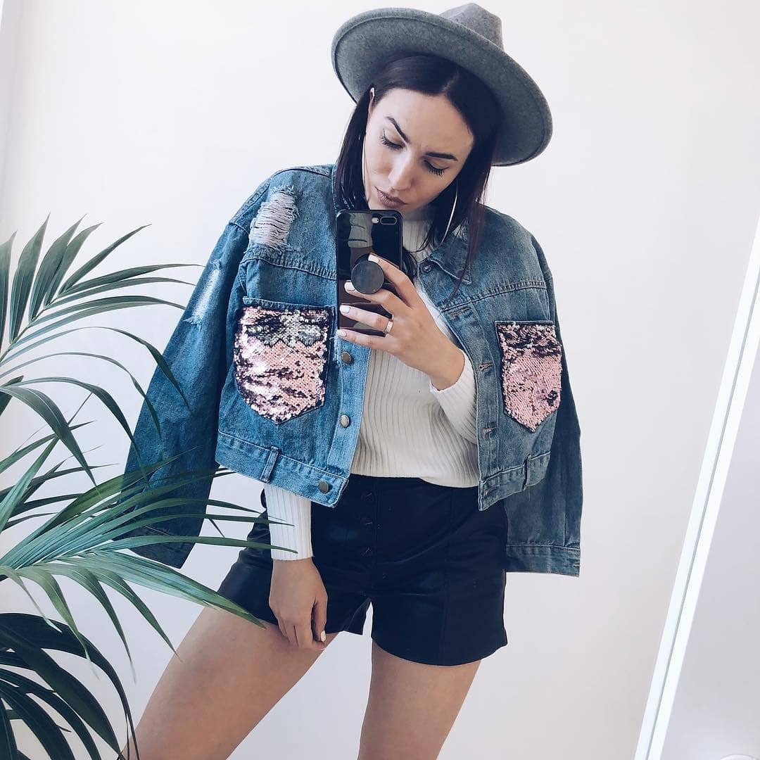 Giubbino jeans pinksequinn