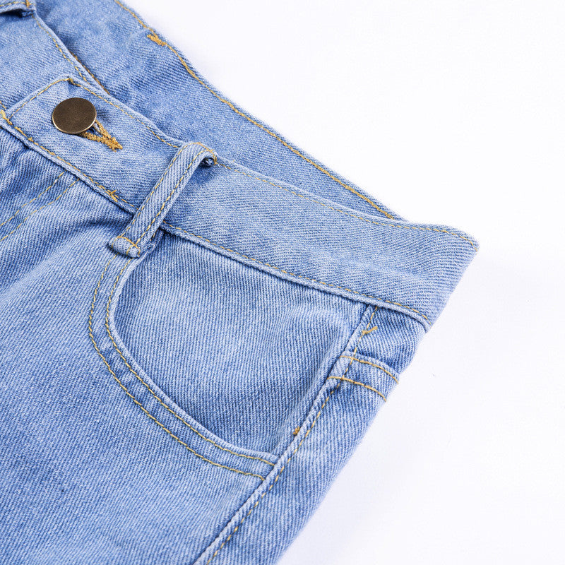 Shorts denim piume froufrou