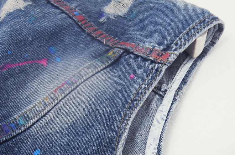 Gilet denim blackflowers