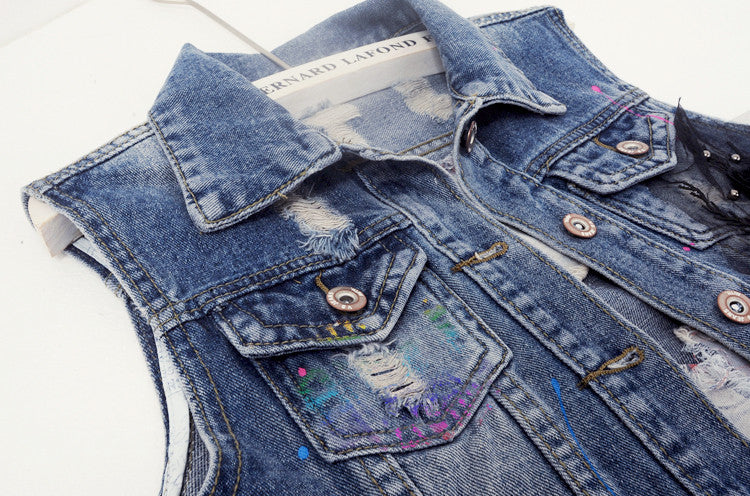 Gilet denim blackflowers
