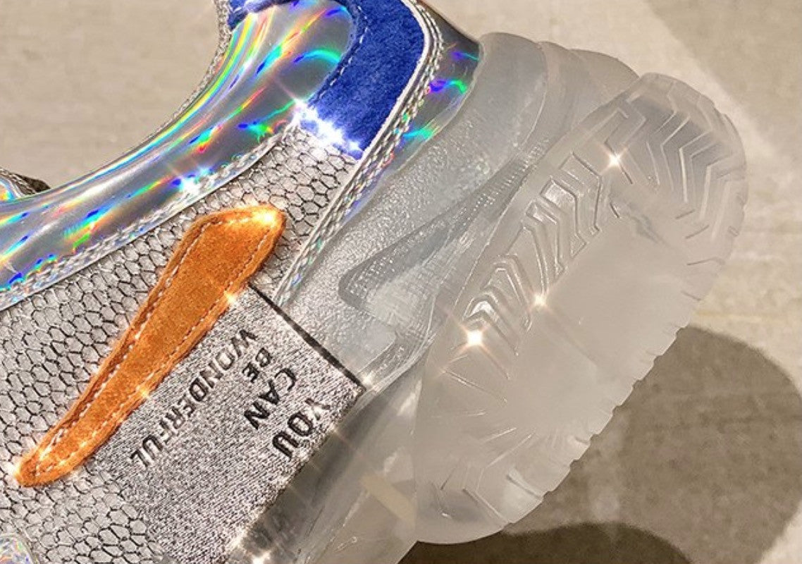 Sneakers platform silver mirror