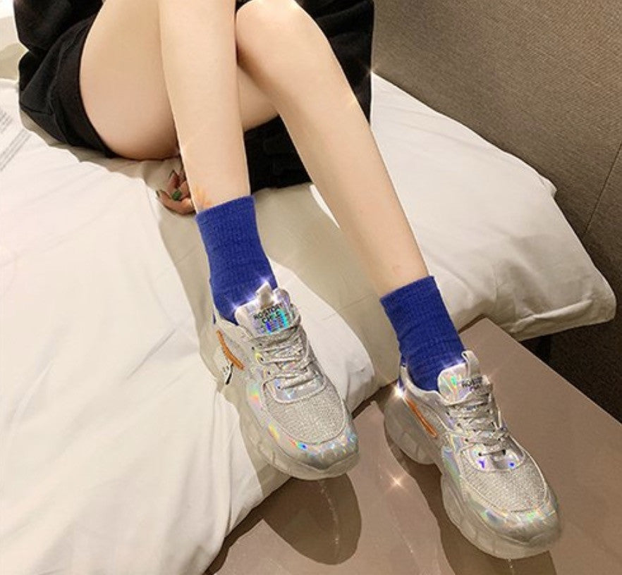 Sneakers platform silver mirror