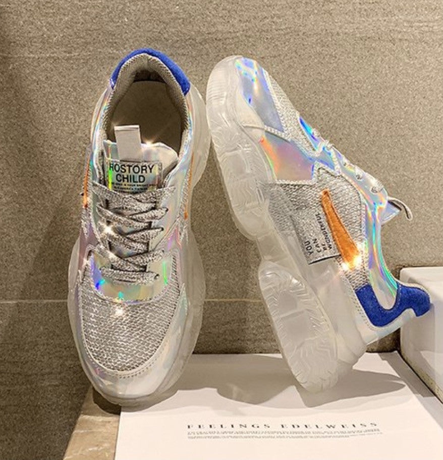 Sneakers platform silver mirror