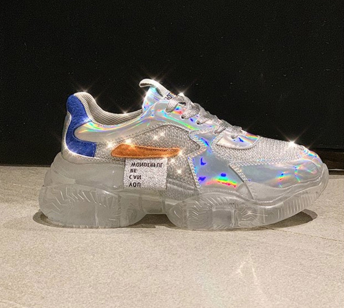 Sneakers platform silver mirror