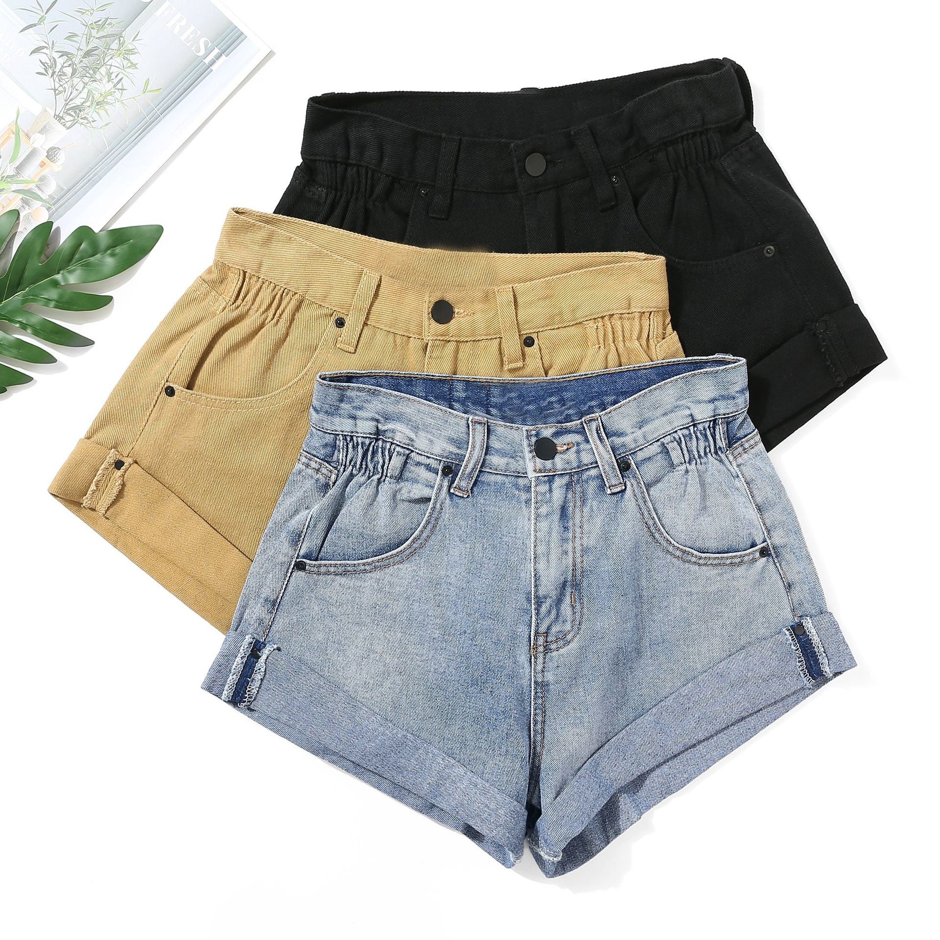 Shorts denim a caramella