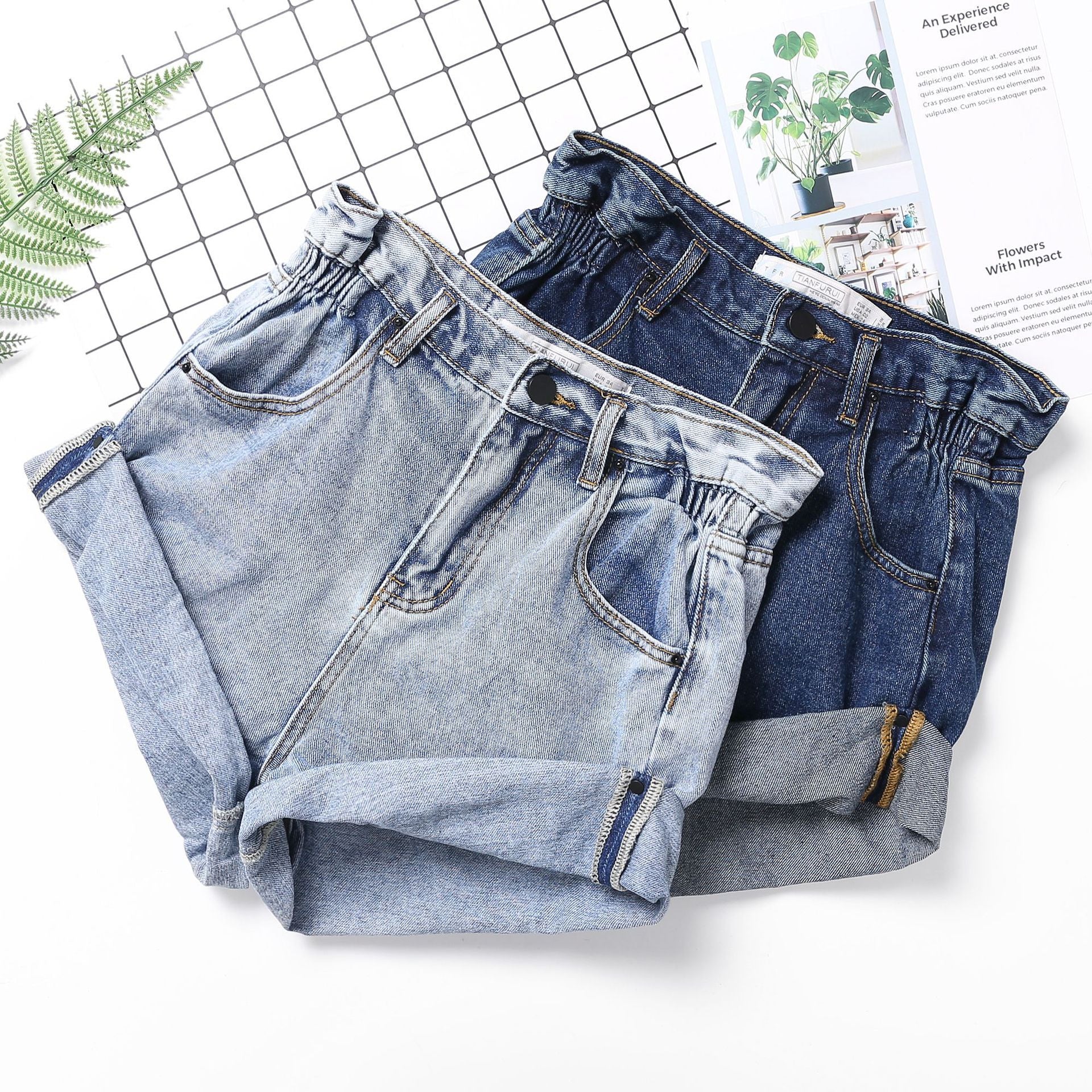 Shorts denim a caramella