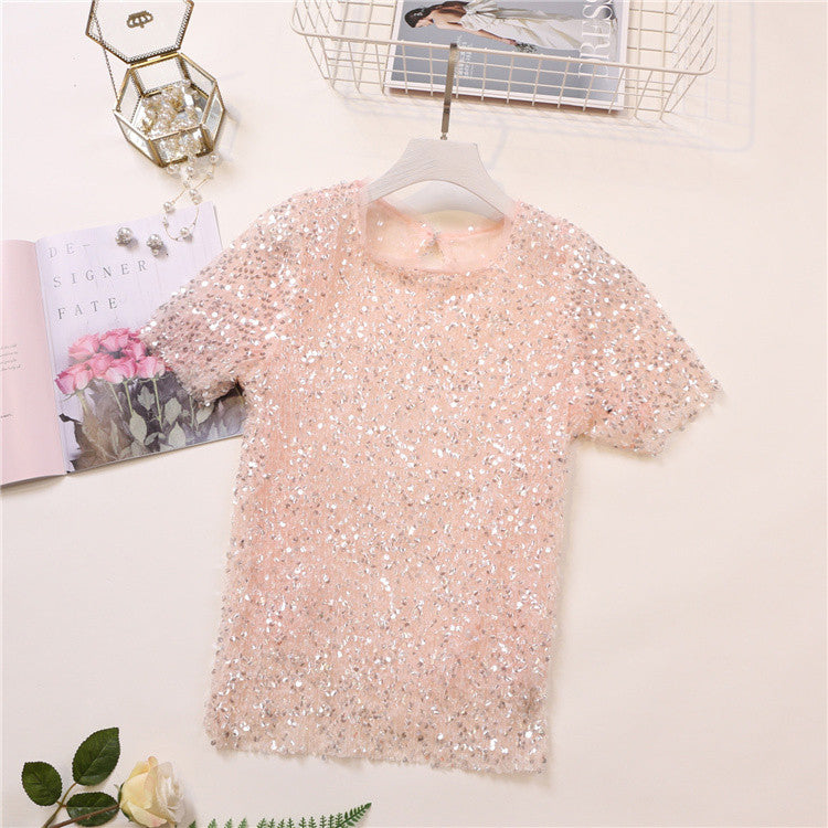 Tee in pailettes tonde