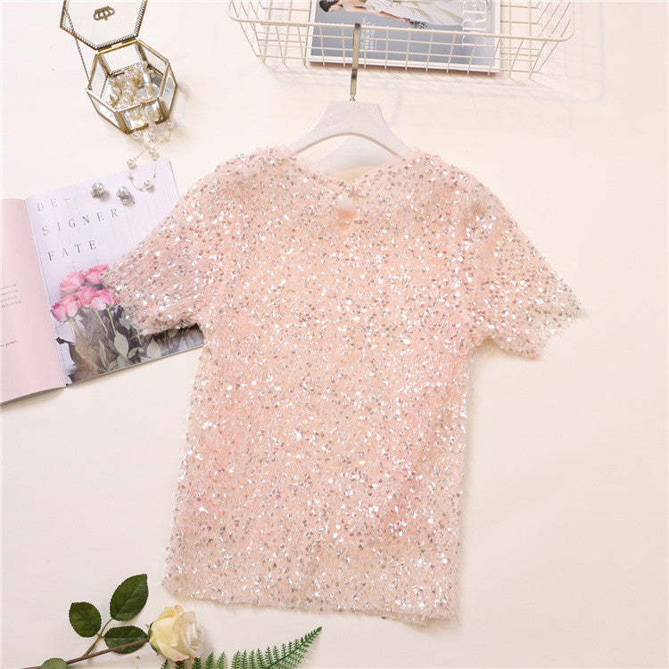 Tee in pailettes tonde