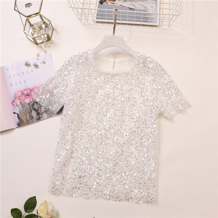 Tee in pailettes tonde