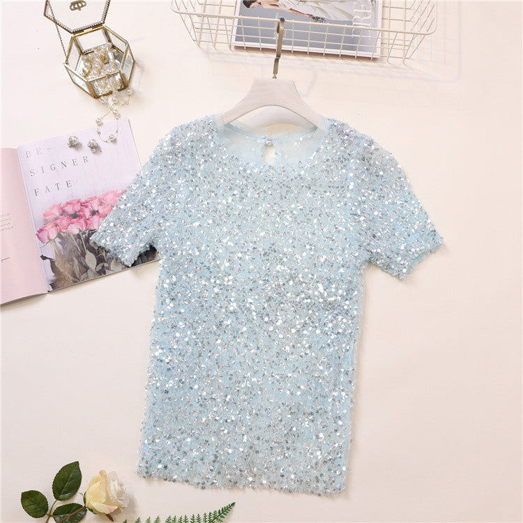 Tee in pailettes tonde