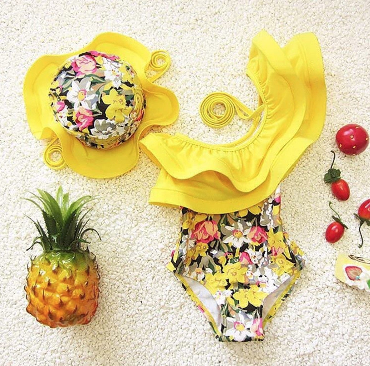 Costume intero bimba yellow flowers