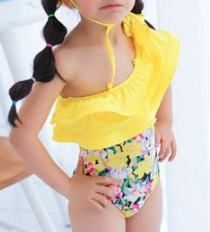 Costume intero bimba yellow flowers