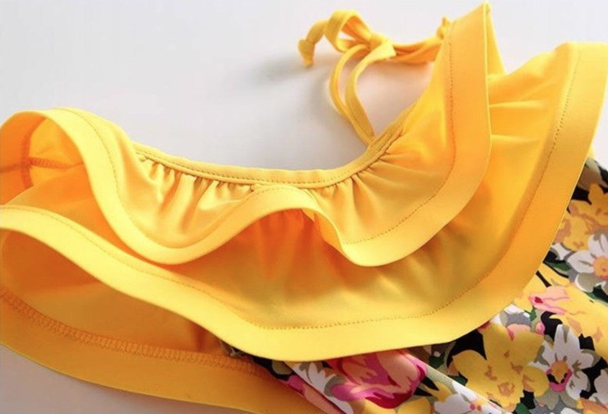 Costume intero bimba yellow flowers