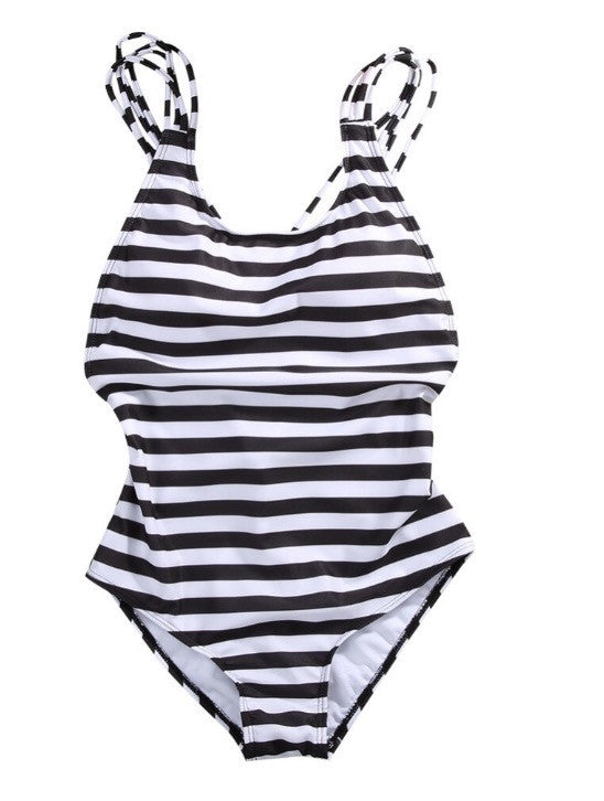 Costume intero stripe laccetti