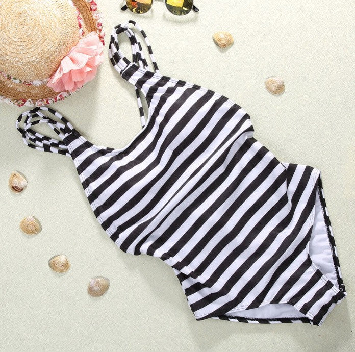 Costume intero stripe laccetti