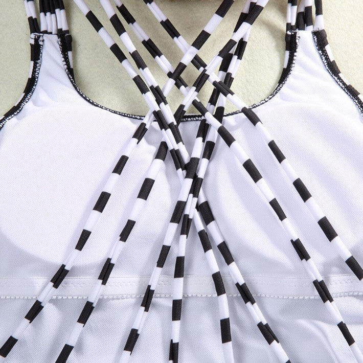 Costume intero stripe laccetti