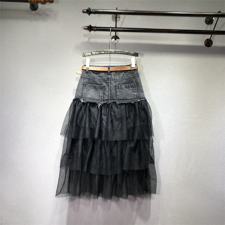 Longuette tulle-denim Lailai