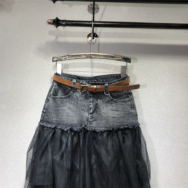 Longuette tulle-denim Lailai