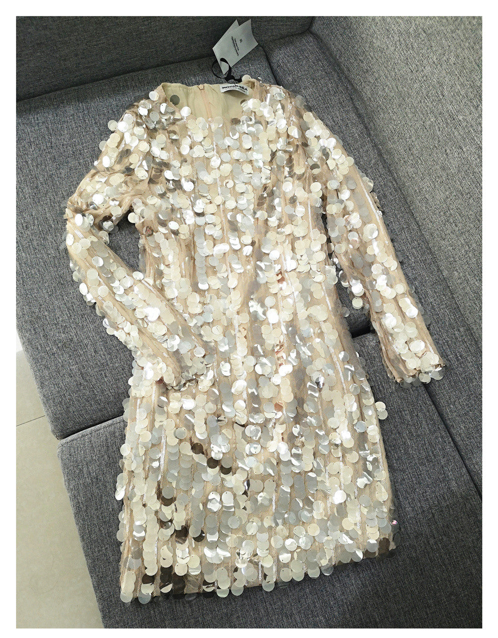 Abito champagne big pailettes