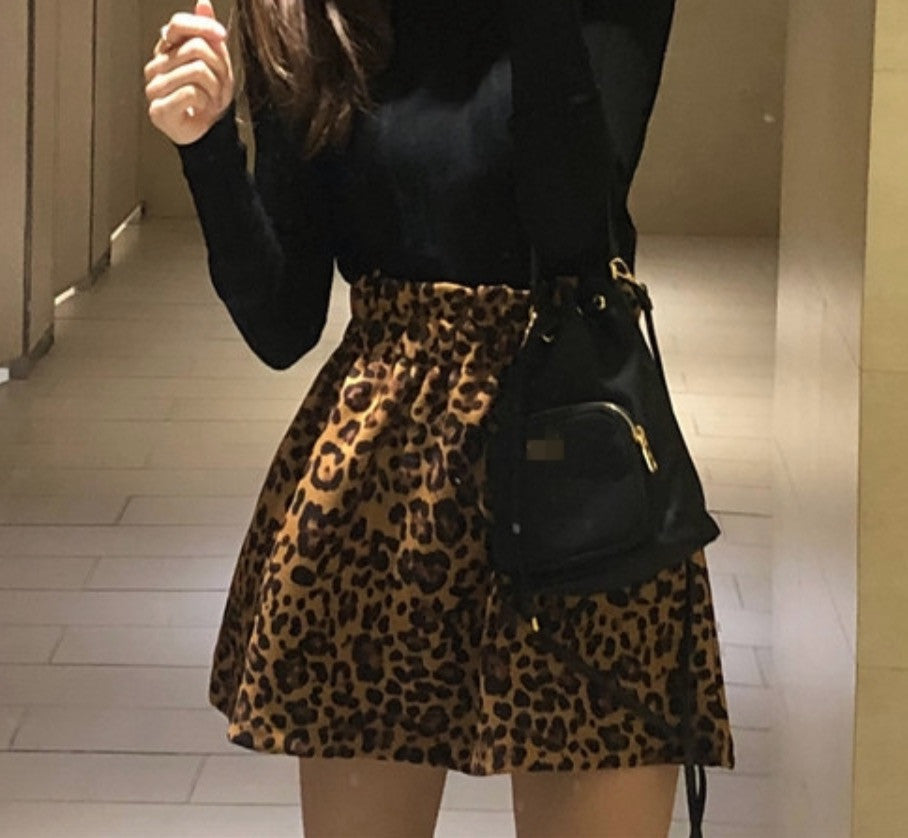 Gonna plissè leopard