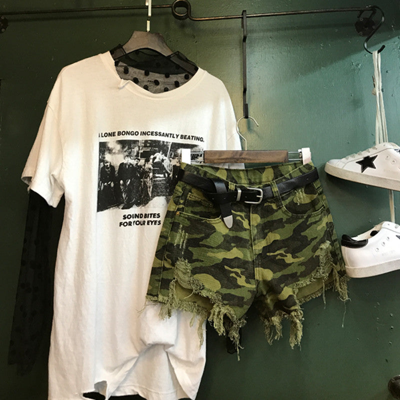 Shorts denim camouflage