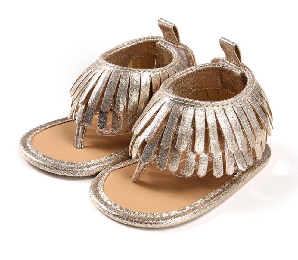 Sandali baby gold fringe