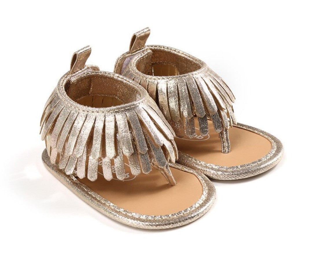 Sandali baby gold fringe