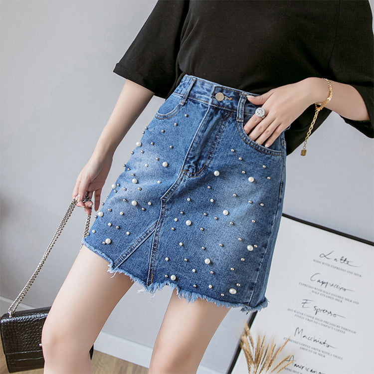 Minigonna denim perle