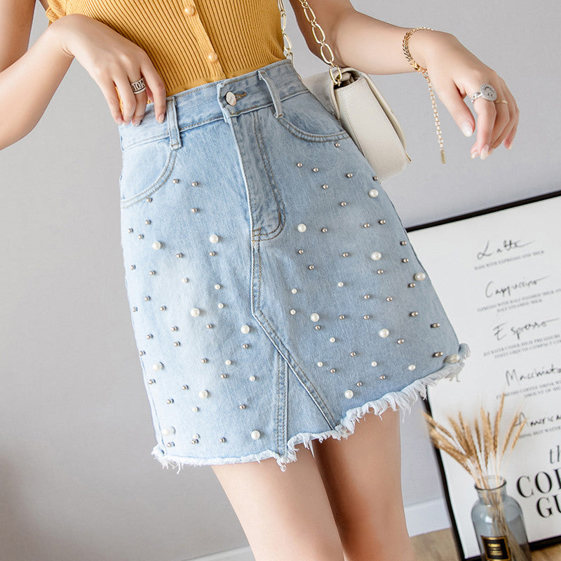 Minigonna denim perle