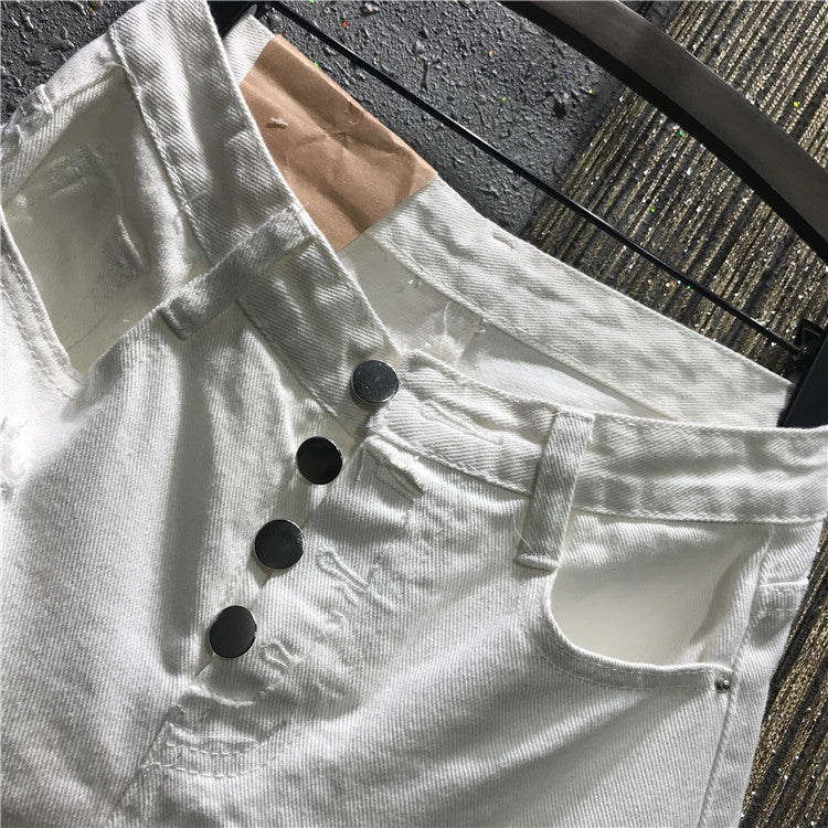 Shorts denim frange in strass