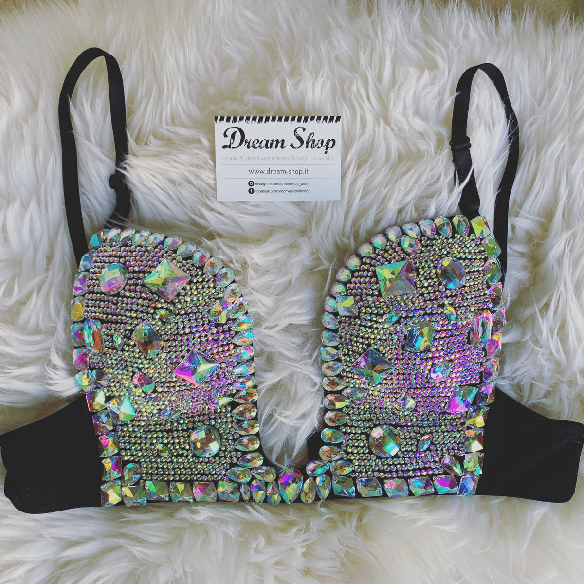 Luxury Omega Bra | Rhinestone U-Neck Push-Up | Dream Shop