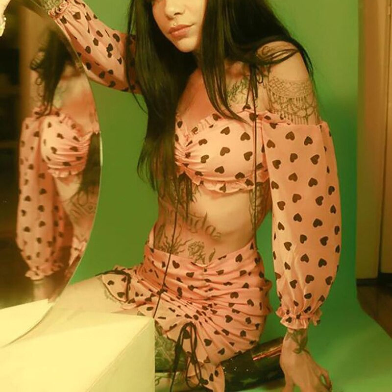 Top + gonna cuoricini